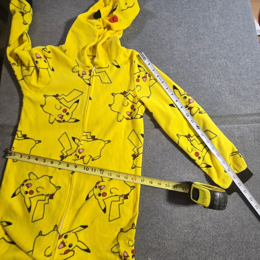Pokemon Pikachu Kids Hooded Union Suit‎ One Piece Pajamas Yellow Size L 12/14